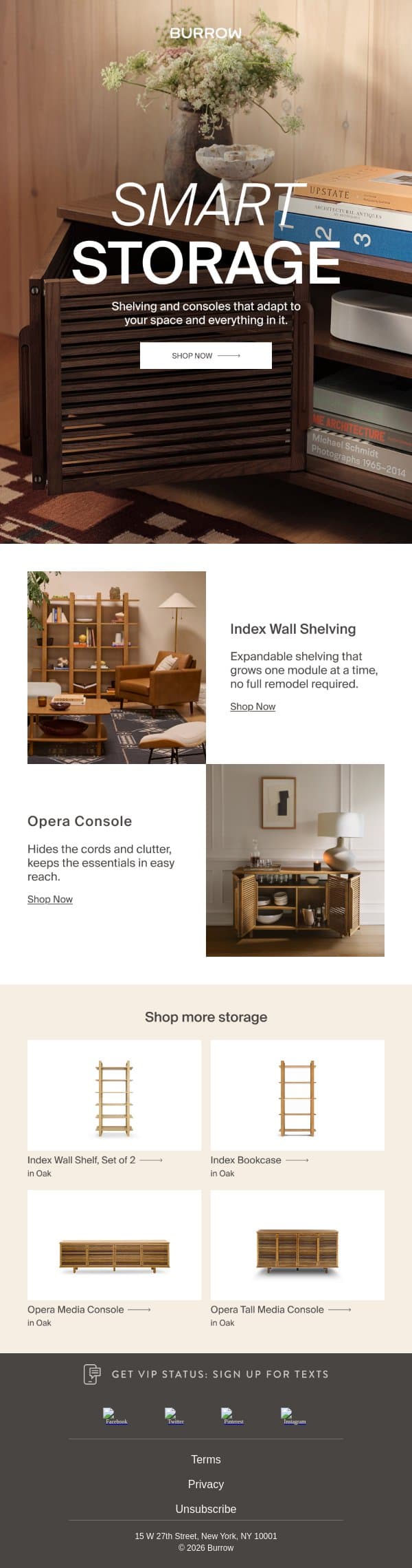 Storage that works smarter email from Burrow screenshot