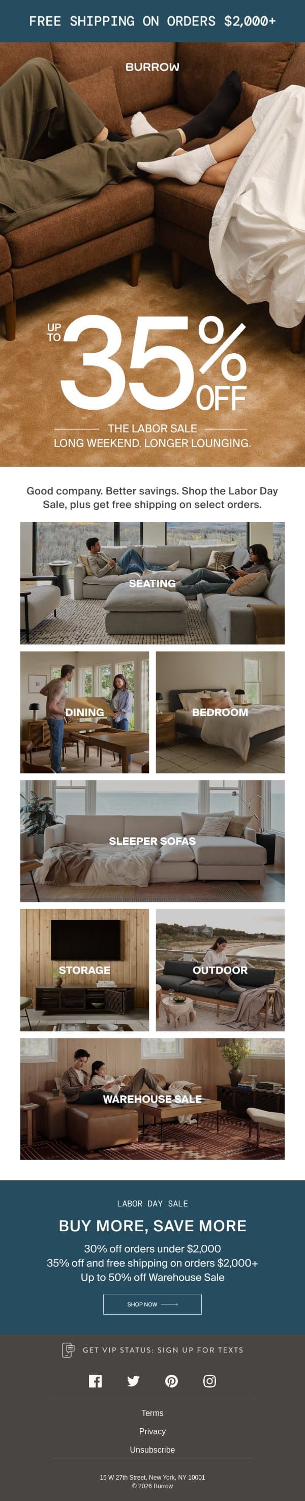 ICYMI: Up to 35% off email from Burrow screenshot