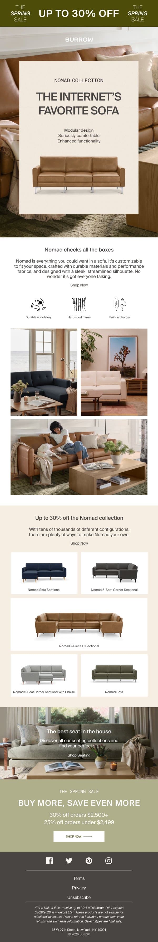30% Off the Internet’s Favorite Sofa email from Burrow screenshot