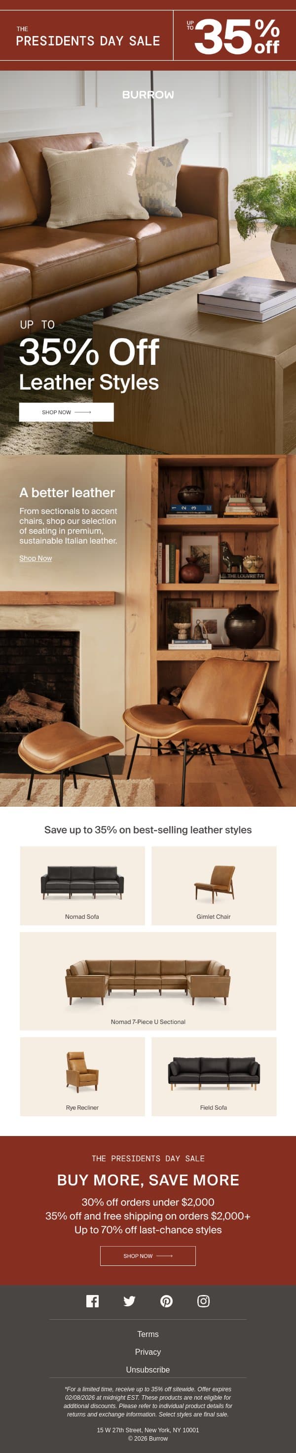 Looking good in leather email from Burrow screenshot