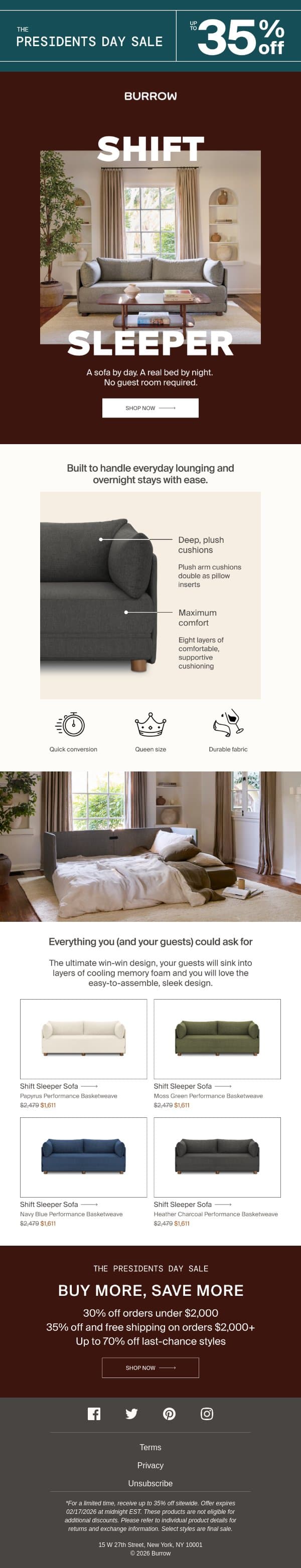 Meet the Sofa That Does Both email from Burrow screenshot