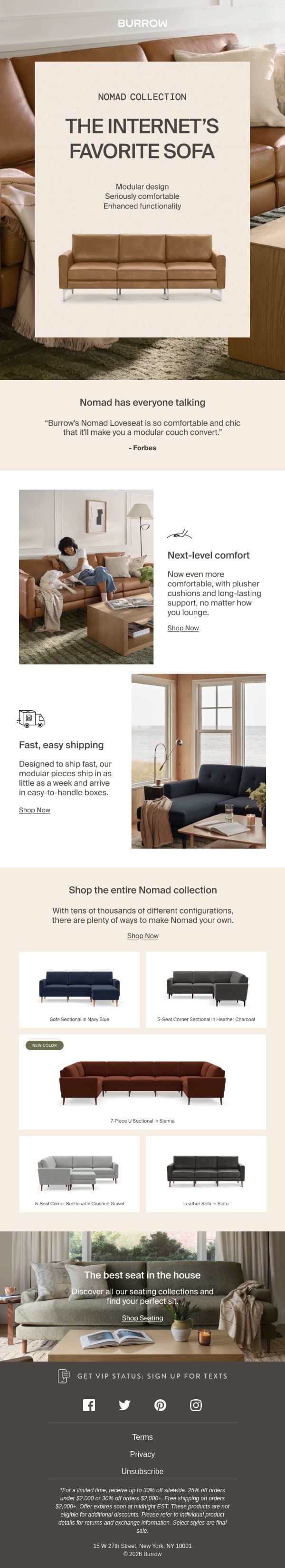 The sofa that does it all email from Burrow screenshot