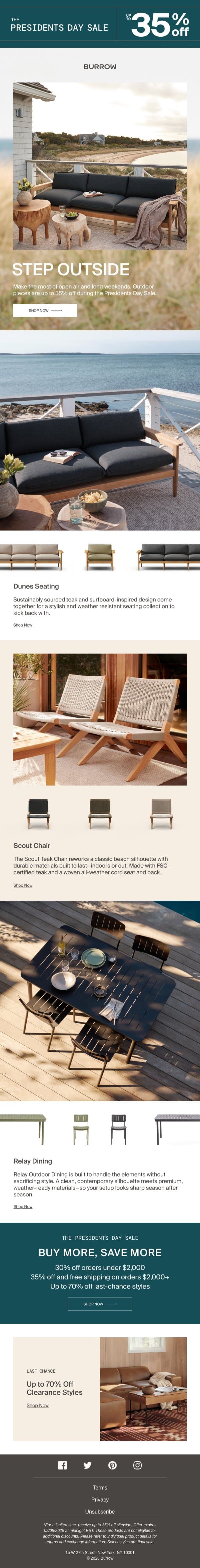 Patio plans? Get ready for spring. email from Burrow screenshot