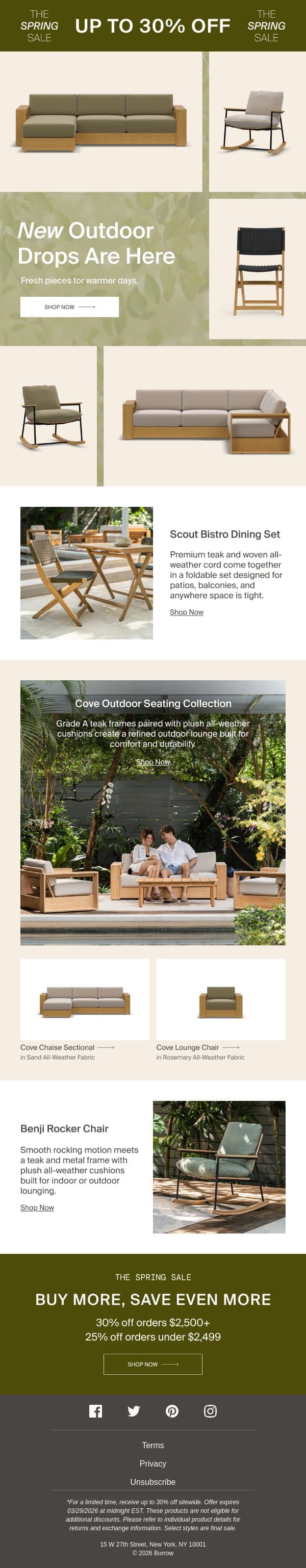 New Outdoor Drops Have Landed email from Burrow screenshot