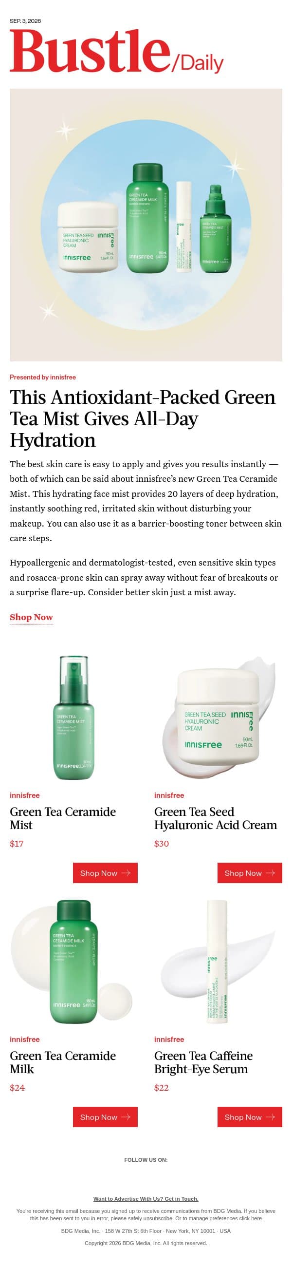 This Is The Hydrating Pick-Me-Up Your Skin Needs email from Bustle screenshot