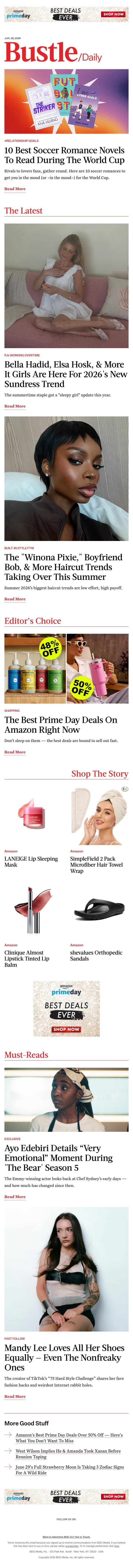 Bella Hadid, Elsa Hosk, & More It Girls Are Here For 2026's New Sundress Trend email from Bustle screenshot
