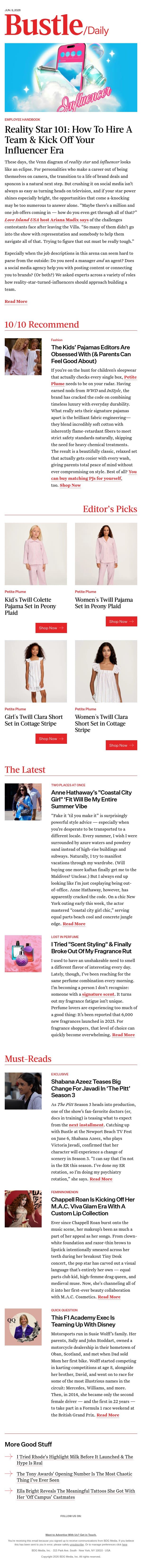 Anne Hathaway’s "Coastal City Girl" ‘Fit Will Be My Entire Summer Vibe email from Bustle screenshot