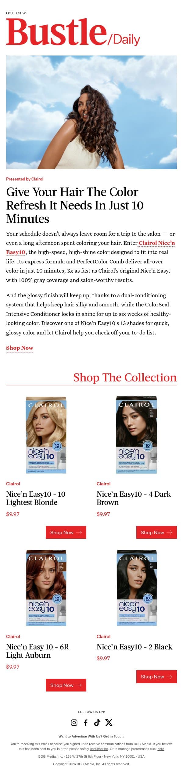 Your At-Home Hair Color Just Got A Lot Faster email from Bustle screenshot