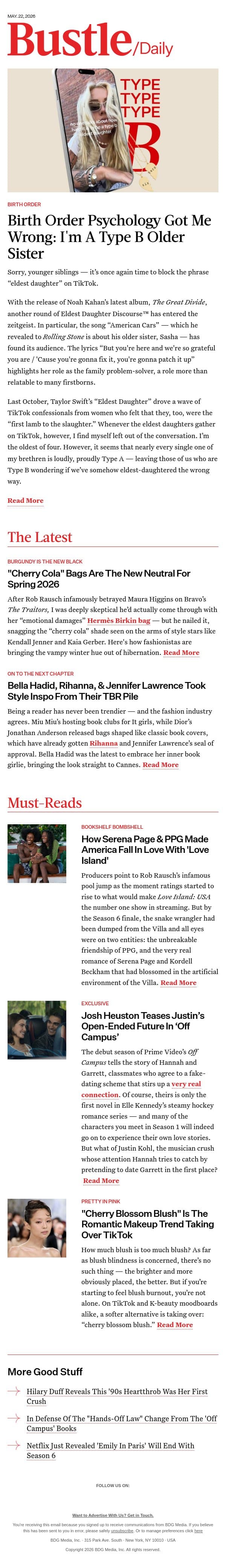 Bella Hadid, Rihanna, & Jennifer Lawrence Took Style Inspo From Their TBR Pile email from Bustle screenshot