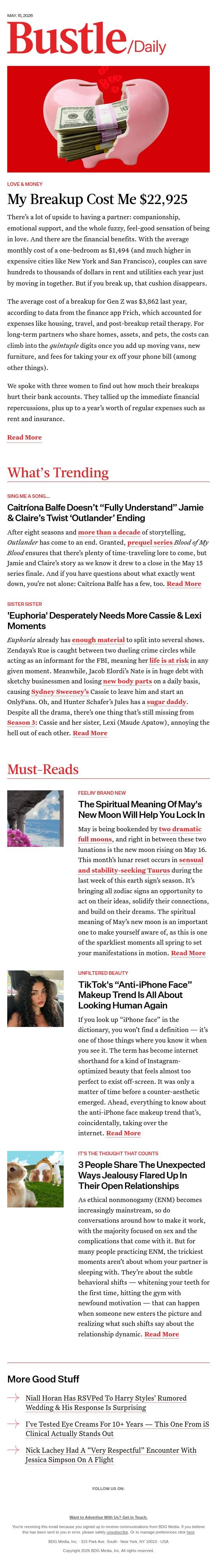 The Spiritual Meaning Of May's New Moon Will Help You Lock In email from Bustle screenshot