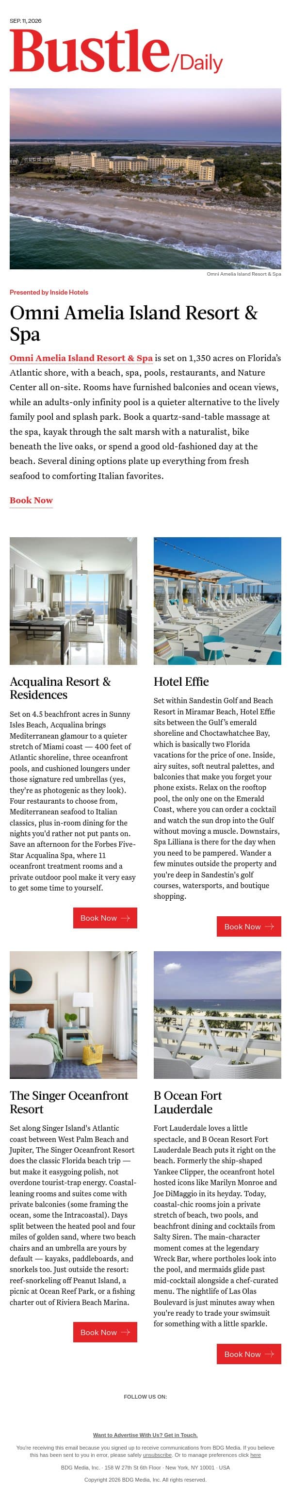 5 Florida Hotels You’ll Want To Escape To email from Bustle screenshot