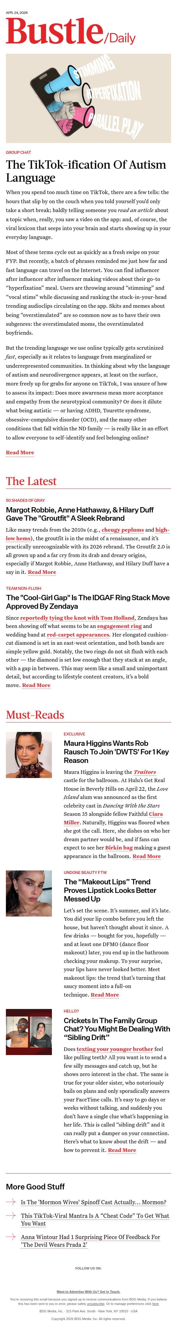 The "Cool-Girl Gap" Is The IDGAF Ring Stack Move Approved By Zendaya email from Bustle screenshot