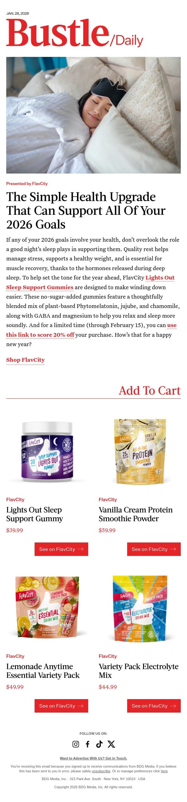 Better Sleep, Right This Way email from Bustle screenshot