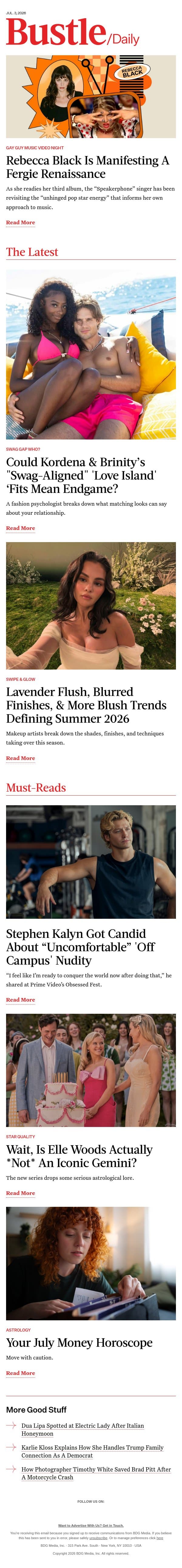 Could Kordena & Brinity’s "Swag-Aligned" 'Love Island' ‘Fits Mean Endgame? email from Bustle screenshot