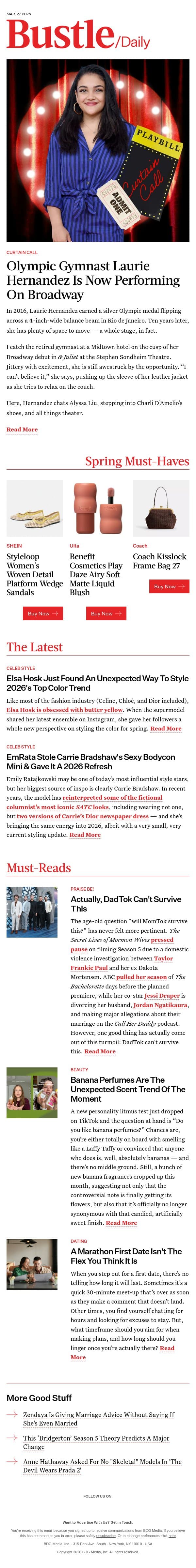 EmRata Stole Carrie Bradshaw's Sexy Bodycon Mini & Gave It A 2026 Refresh email from Bustle screenshot
