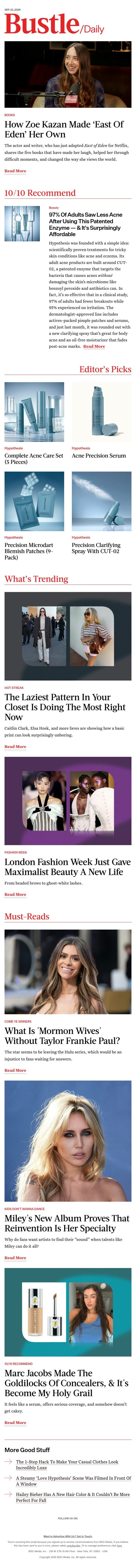 Caitlin Clark, Elsa Hosk, & More It Girls Are Cosigning The Same Lazy Print email from Bustle screenshot