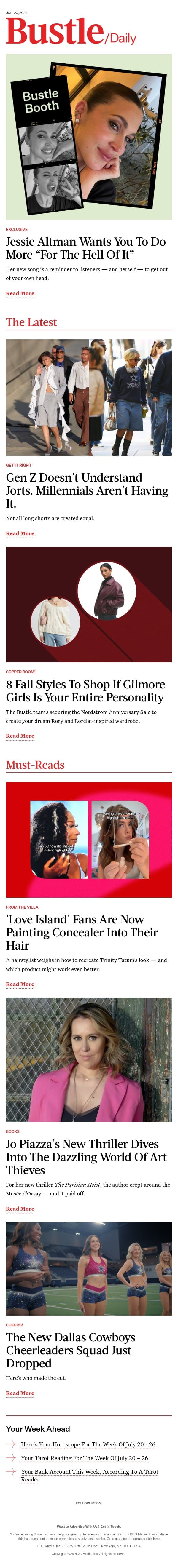 Gen Z Doesn't Understand Jorts. Millennials Aren't Having It. email from Bustle screenshot