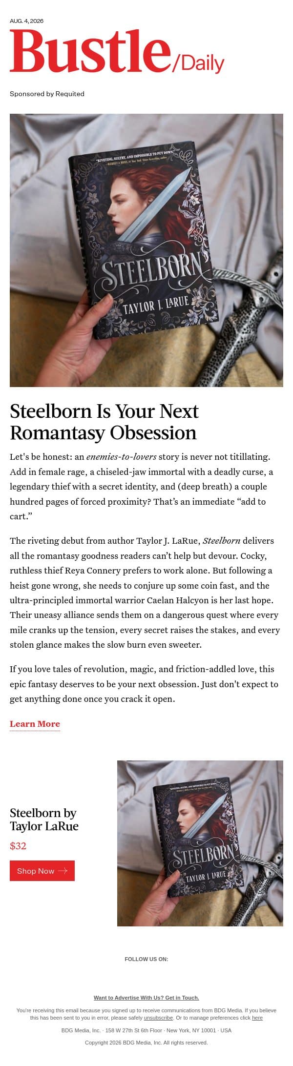Meet Your Next Romantasy Page-Turner email from Bustle screenshot