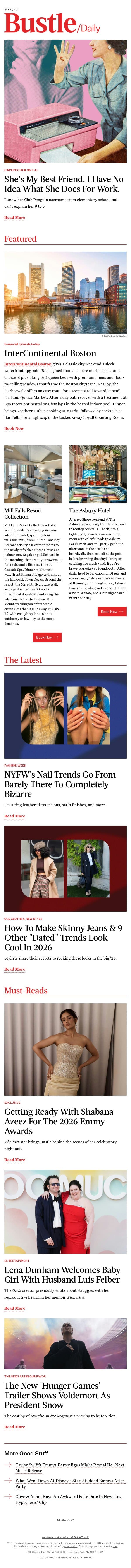 How To Make Skinny Jeans & 9 Other "Dated" Trends Look Cool In 2026 email from Bustle screenshot