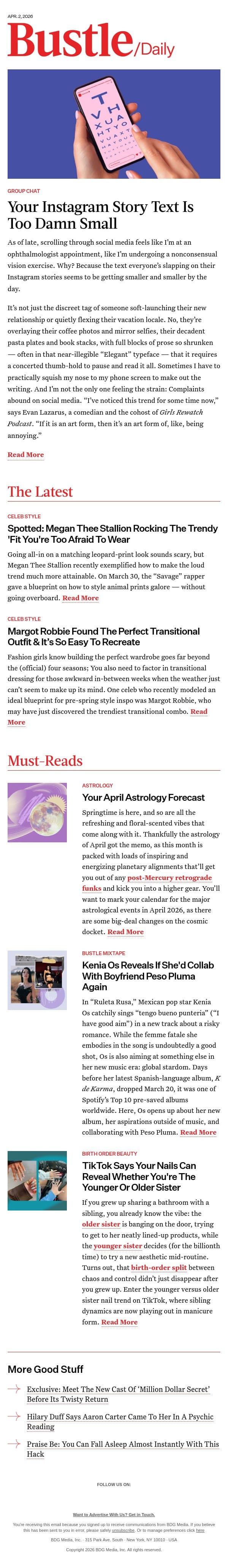 Your April Astrology Forecast email from Bustle screenshot