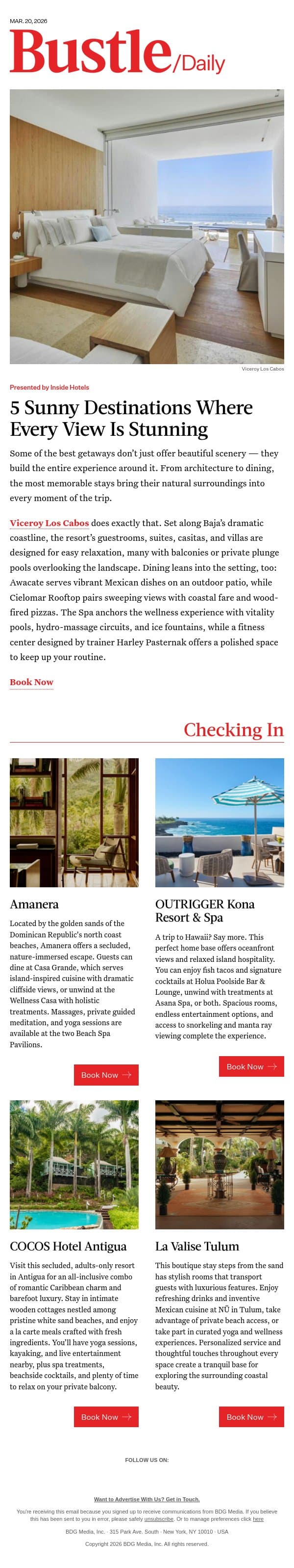 5 Sunny Destinations Worth Planning A Trip Around email from Bustle screenshot