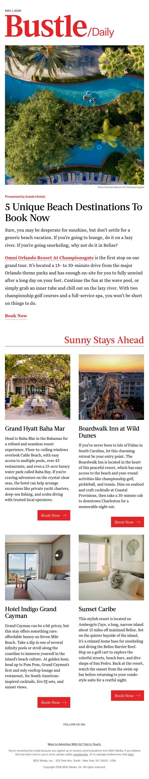 Ready For Beach Weather? 5 Destinations To Book Now email from Bustle screenshot