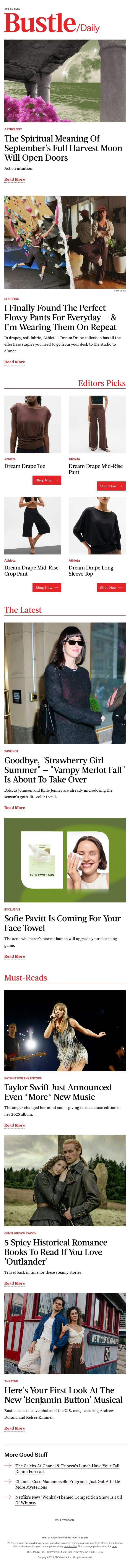 Goodbye, "Strawberry Girl Summer" — "Vampy Merlot Fall" Is About To Take Over email from Bustle screenshot