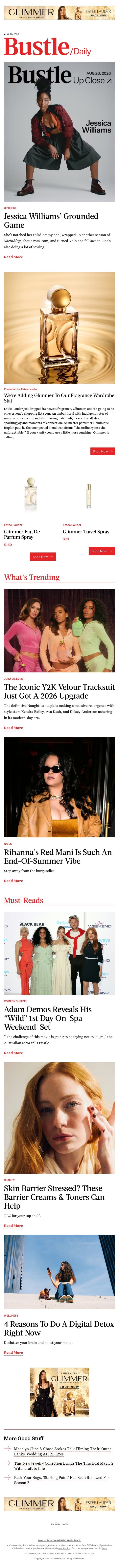 The Iconic Y2K Velour Tracksuit Just Got A 2026 Upgrade email from Bustle screenshot