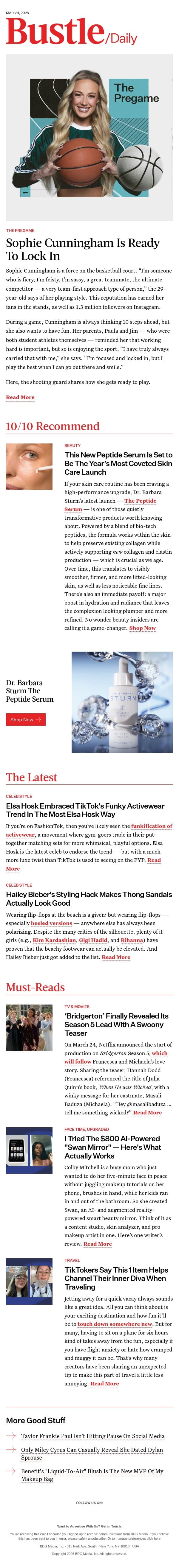 Hailey Bieber's Styling Hack Makes Thong Sandals Actually Look Good email from Bustle screenshot