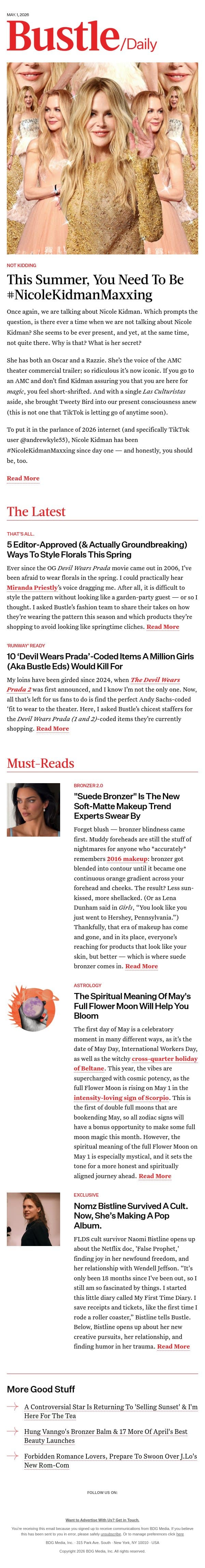 This Summer, You Need To Be #NicoleKidmanMaxxing email from Bustle screenshot