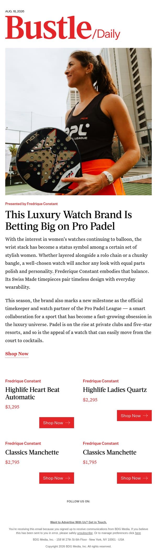 4 Luxury Watches That Will Single-Handedly Carry Your Wrist Stack email from Bustle screenshot