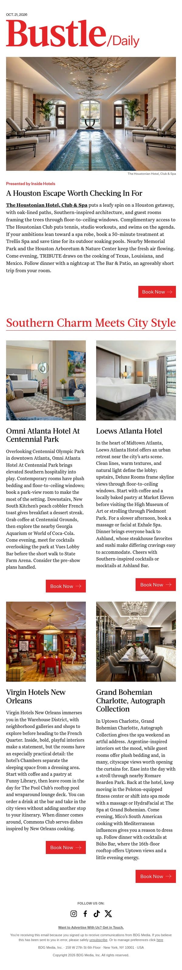 The South, With a City View email from Bustle screenshot