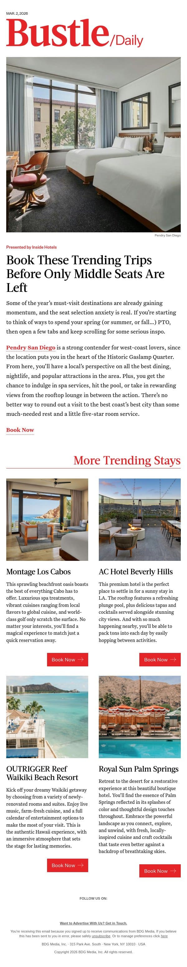Sunny Trips To Take ASAP email from Bustle screenshot