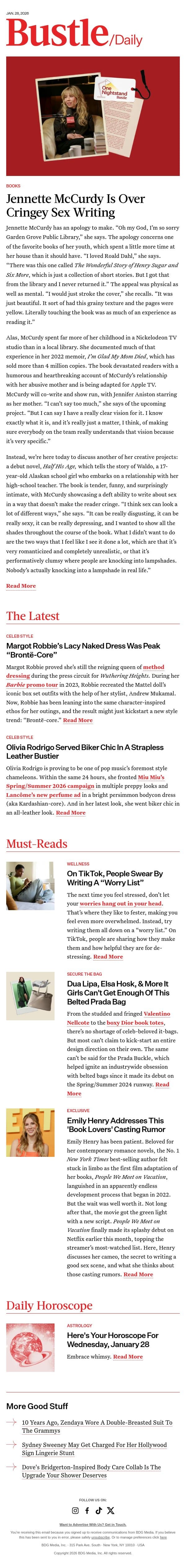 Margot Robbie’s Lacy Naked Dress Was Peak “Brontë-Core” email from Bustle screenshot