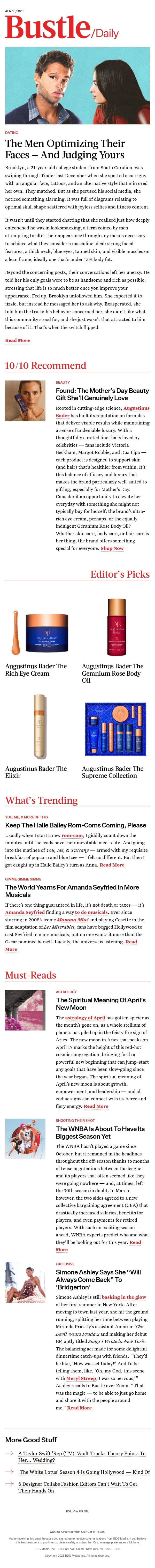 The Spiritual Meaning Of April’s New Moon email from Bustle screenshot