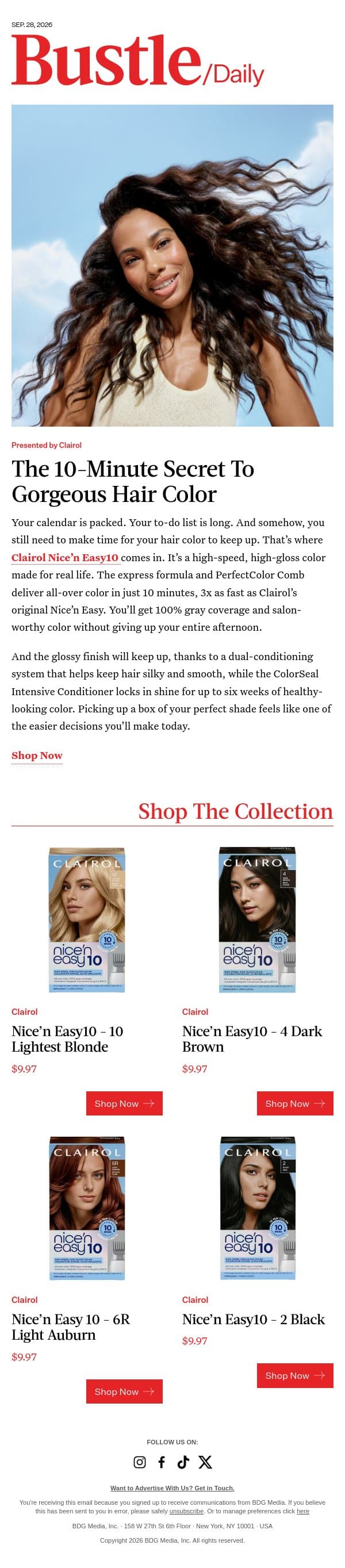 Consider Those Grays Handled In Just 10 Minutes email from Bustle screenshot