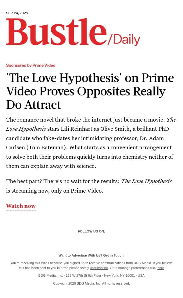 Consider This Your Sign to Watch 'The Love Hypothesis' email from Bustle screenshot