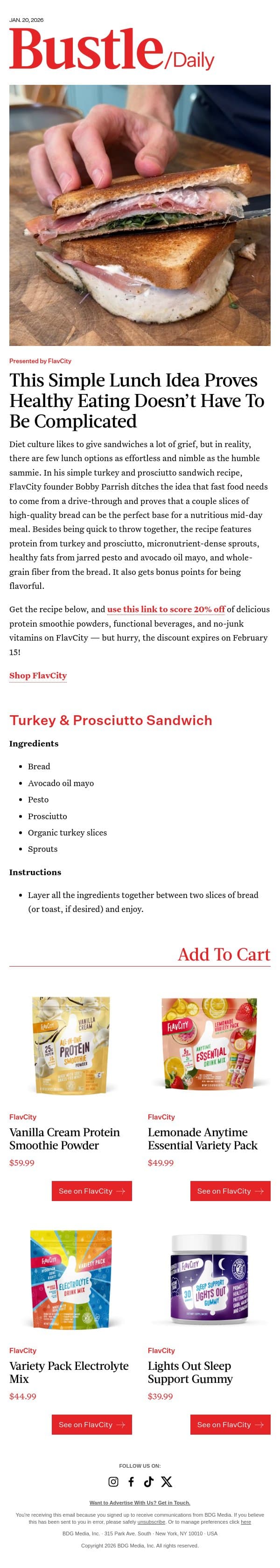 Is 2026 The Year Of The Sandwich? email from Bustle screenshot