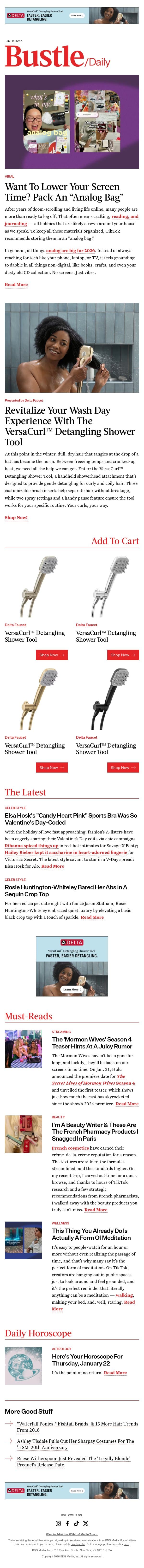 Elsa Hosk's "Candy Heart Pink" Sports Bra Was So Valentine's Day-Coded email from Bustle screenshot