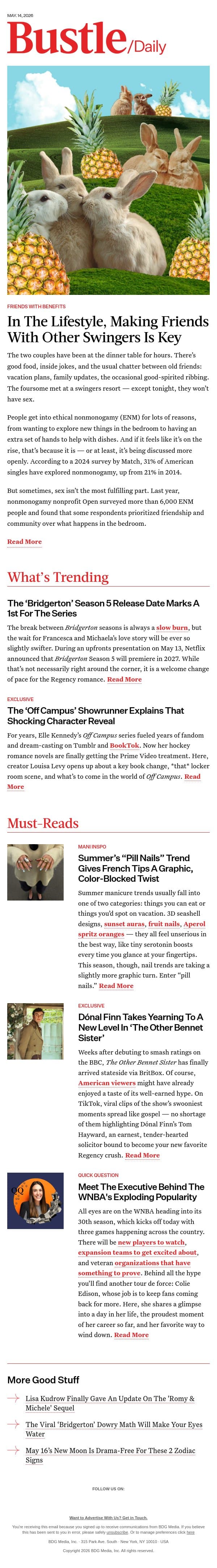 In The Lifestyle, Making Friends With Other Swingers Is Key email from Bustle screenshot