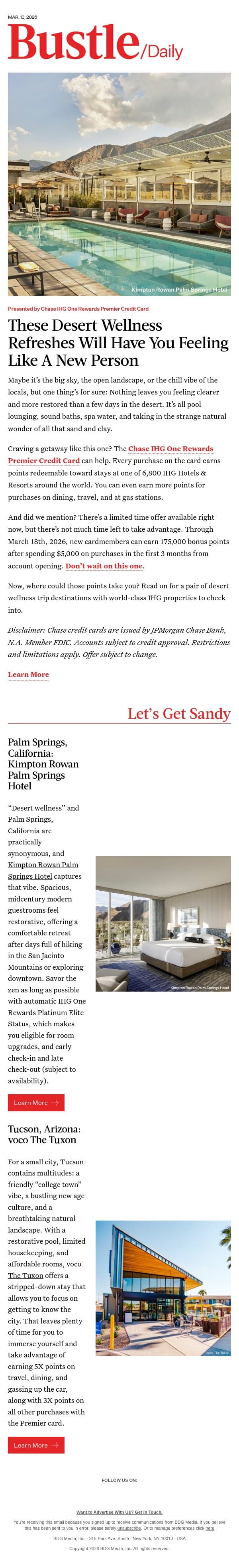 Hey! Desert Vibes Are Calling… email from Bustle screenshot