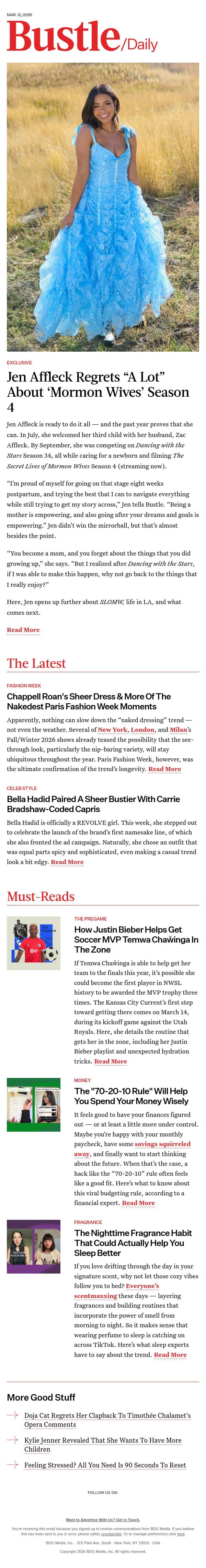 Chappell Roan's Sheer Dress & More Of The Nakedest Paris Fashion Week Moments email from Bustle screenshot