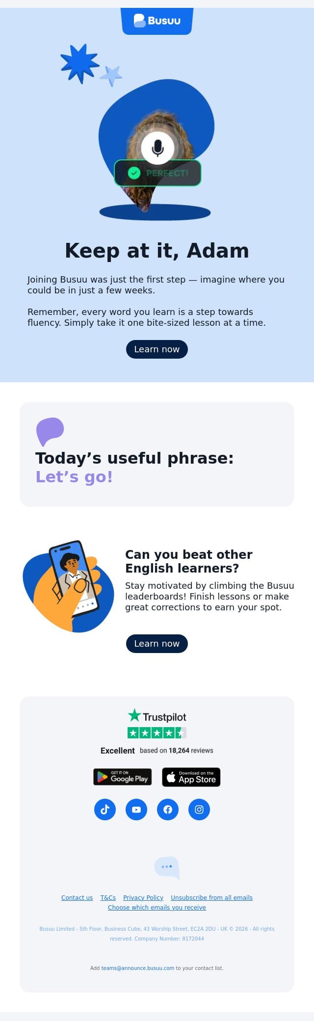Small steps, big gains 💪 email from Busuu screenshot