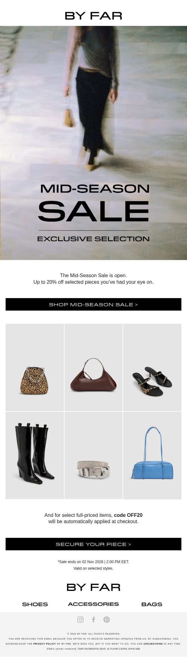 The Mid-Season Sale Is On email from By Far screenshot