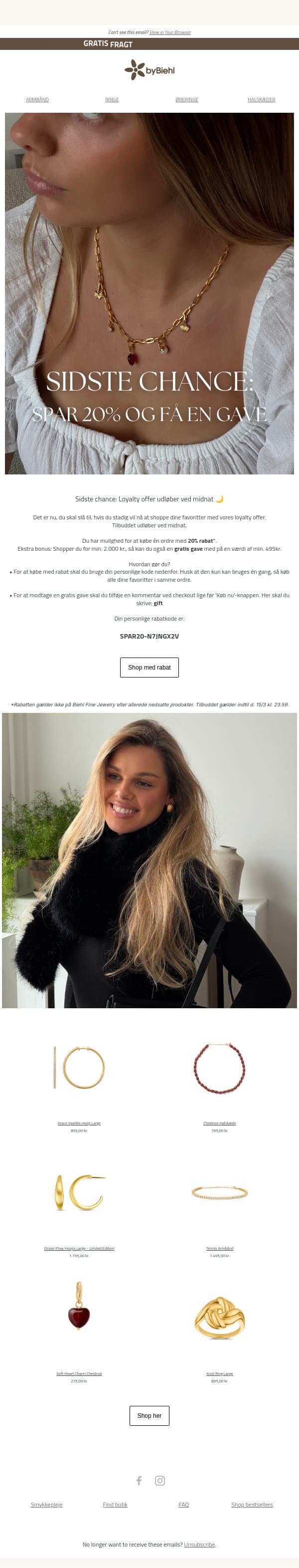Sidste chance: Spar 20% og få mulighed for en gratis gave ❤️‍🔥 email from ByBiehl screenshot