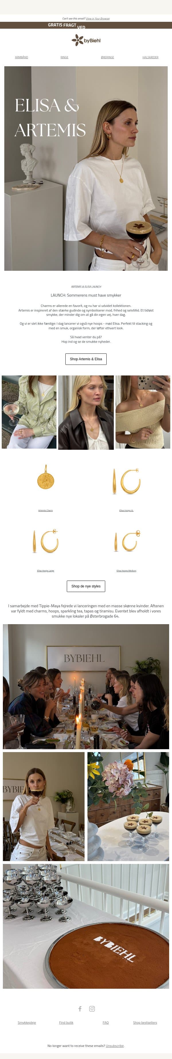 LAUNCH: Artemis charm & Elisa Hoops 🤍 email from ByBiehl screenshot