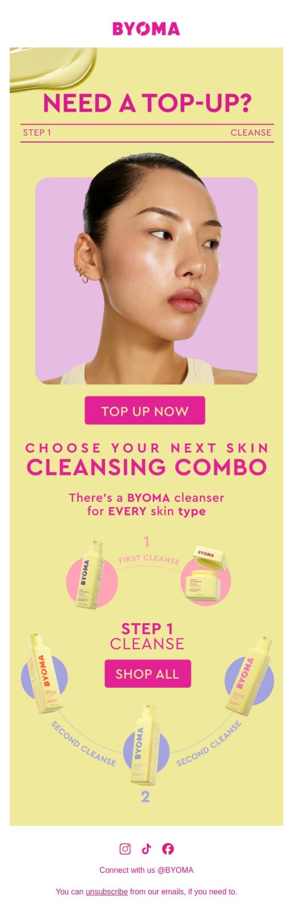 Looking for your next cleanser, ? email from BYOMA screenshot
