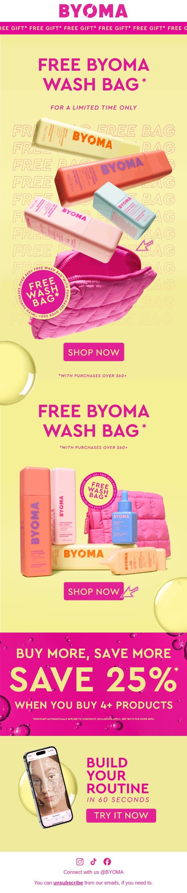 Open for your free gift! Weekend treat on us 🩷 email from BYOMA screenshot