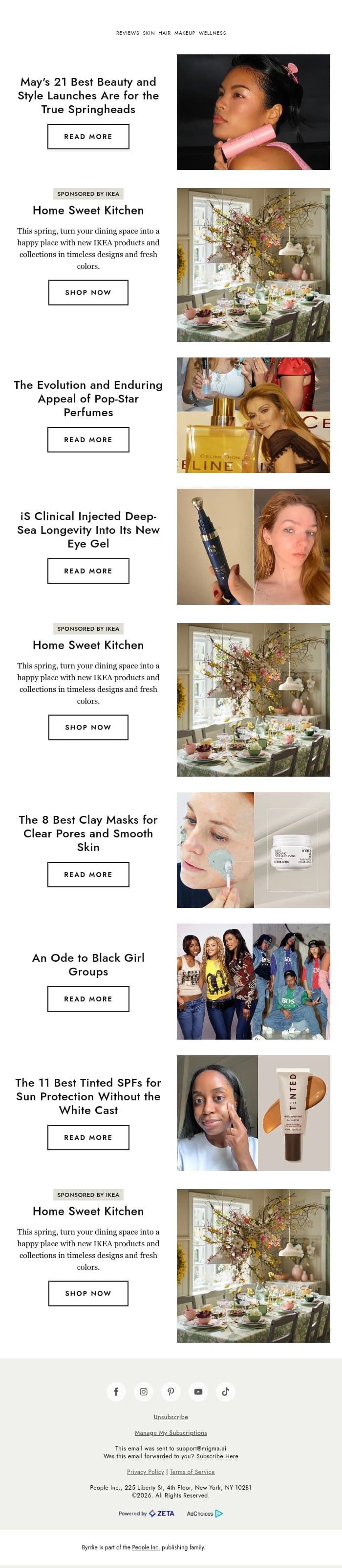 May's 21 best beauty and style launches are for the true springheads email from Byrdie screenshot