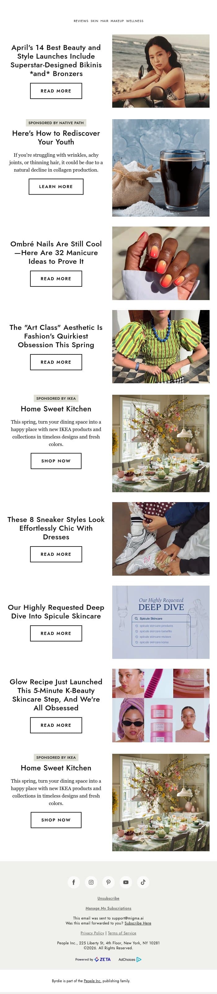 April's 14 best beauty and style launches 💄 email from Byrdie screenshot